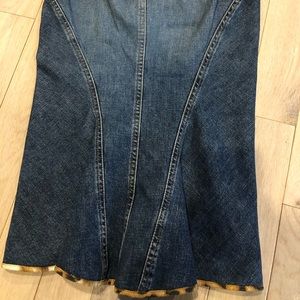 Funky denim pencil flare skirt